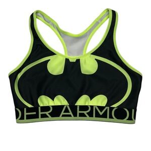 Under‎ Armour Batgirl Alter Ego Sports Bra Black Neon Yellow Batman Medium EUC